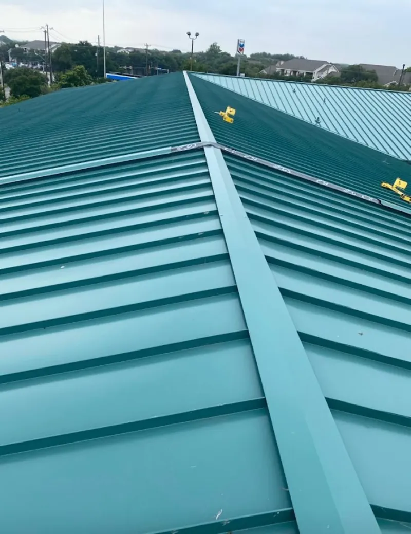 Green commercial metal roof ridge and valley for Metal Roof Repair in Bargersville